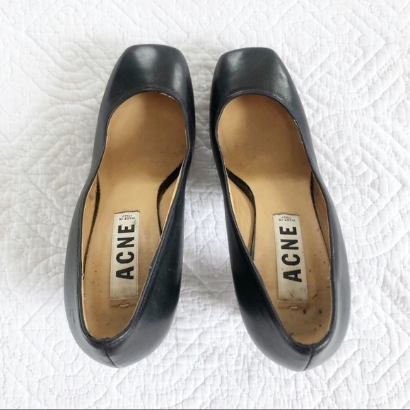 Acne Studios Black Square Toe Platform 4” High Heels - Picture 3 of 12